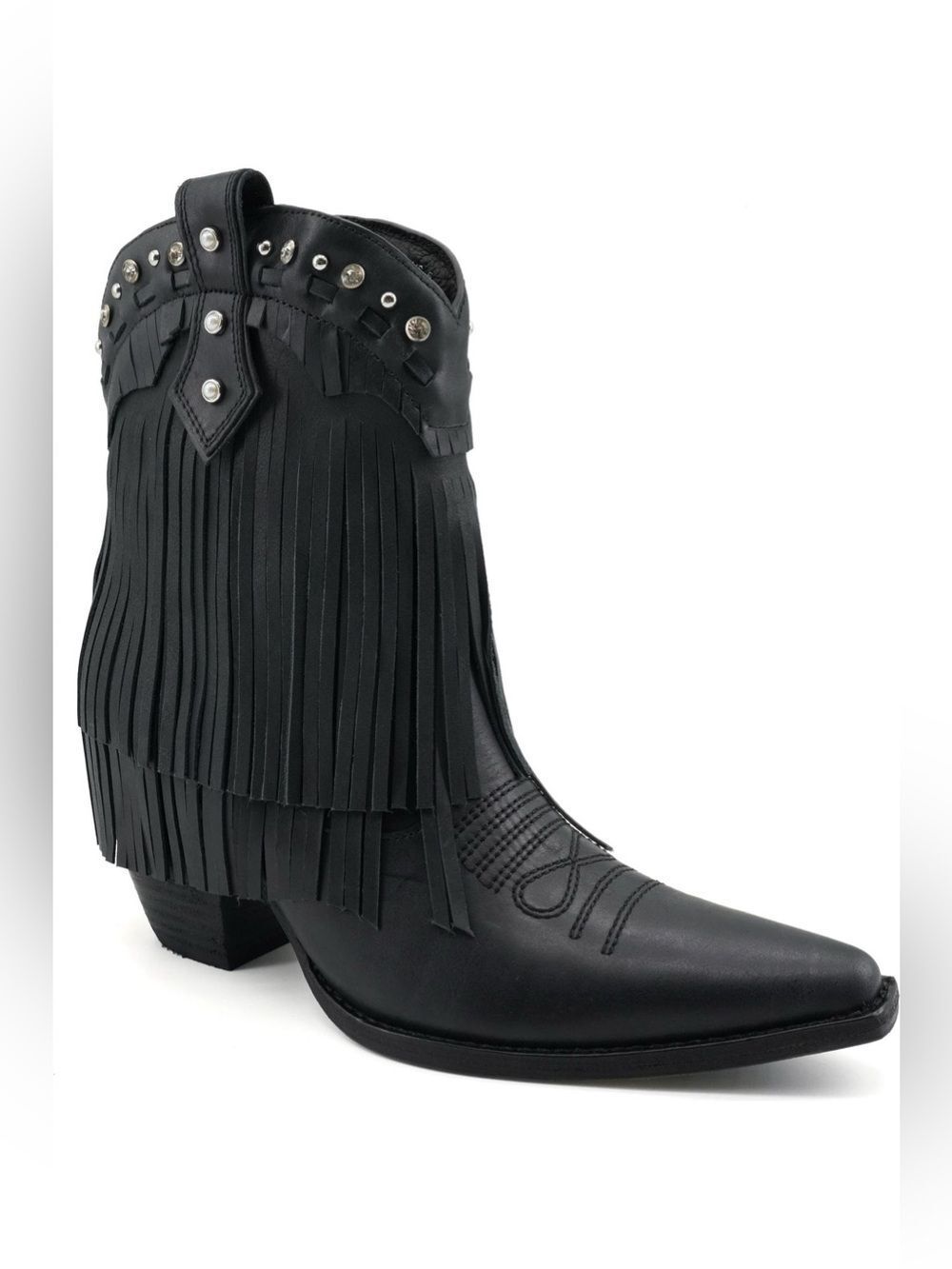 Zigi Finlandia Fringe Western Boot - Black Leather Size 9